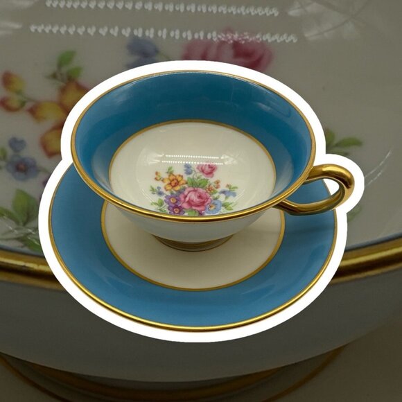 LENOX Stradivarius Blue Teacup and Saucer Retired Vintage Dinnerware Collectible - Picture 4 of 14